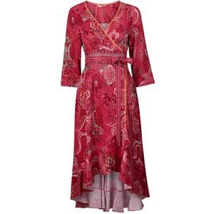 Anthropologie odd molly Wrap dress high low paisley ruffle boho romantic pink M